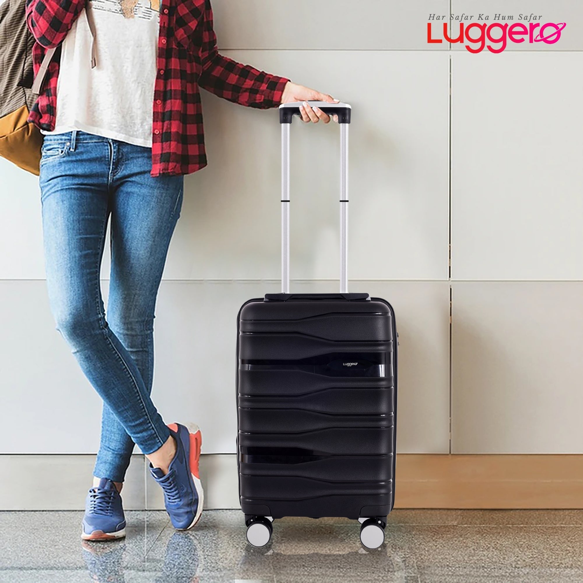 UDAAN BLACK Light Weight & Durable Polypropylene Material Shell