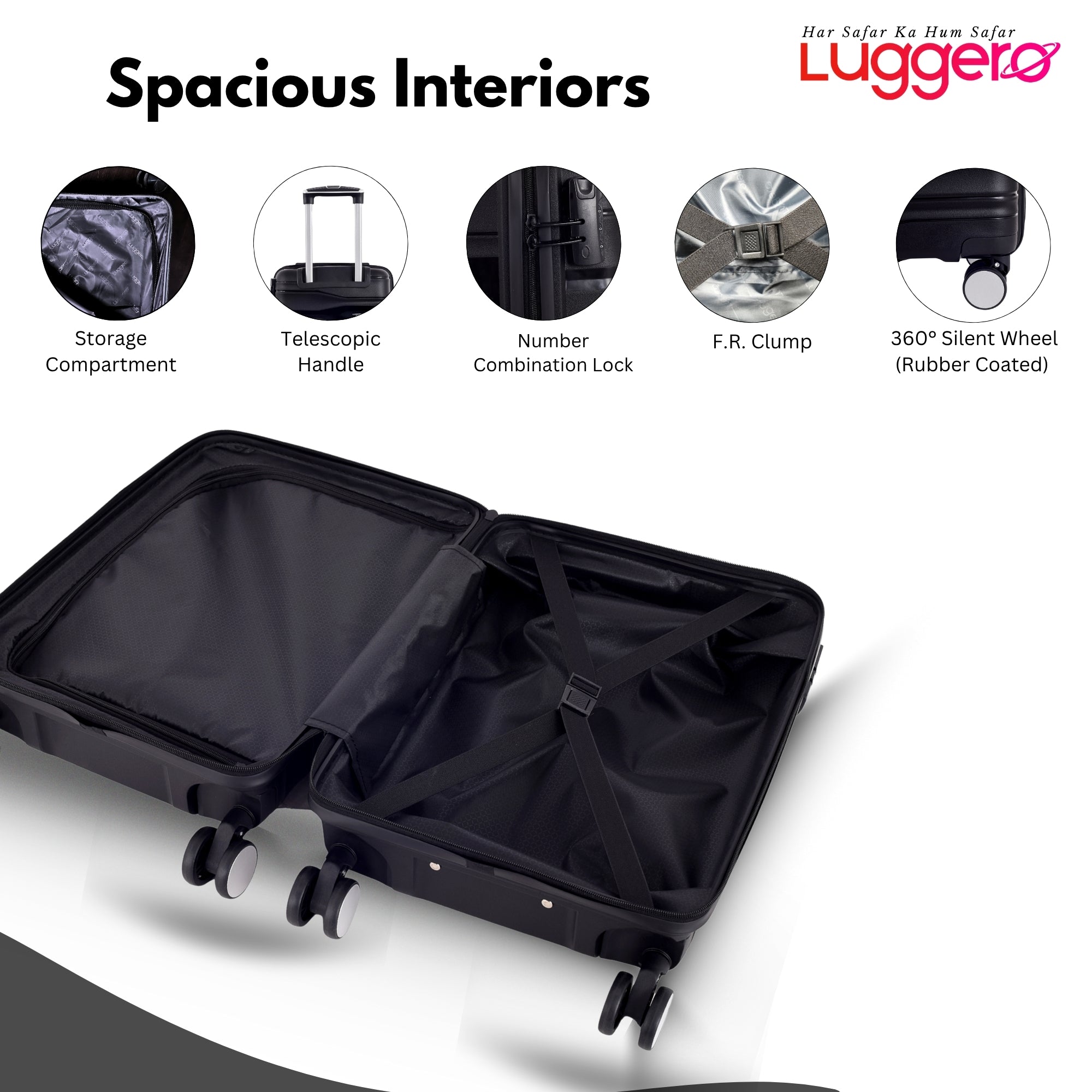 UDAAN BLACK Light Weight & Durable Polypropylene Material Shell