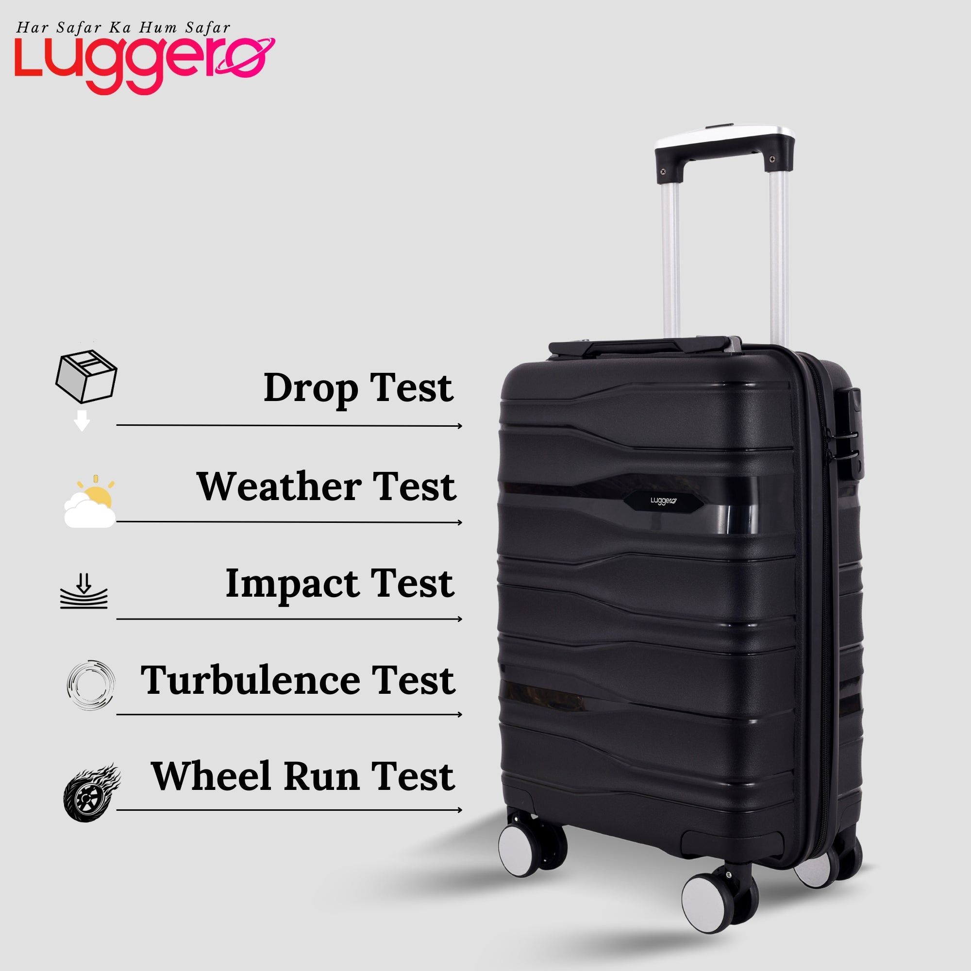 UDAAN BLACK Light Weight & Durable Polypropylene Material Shell