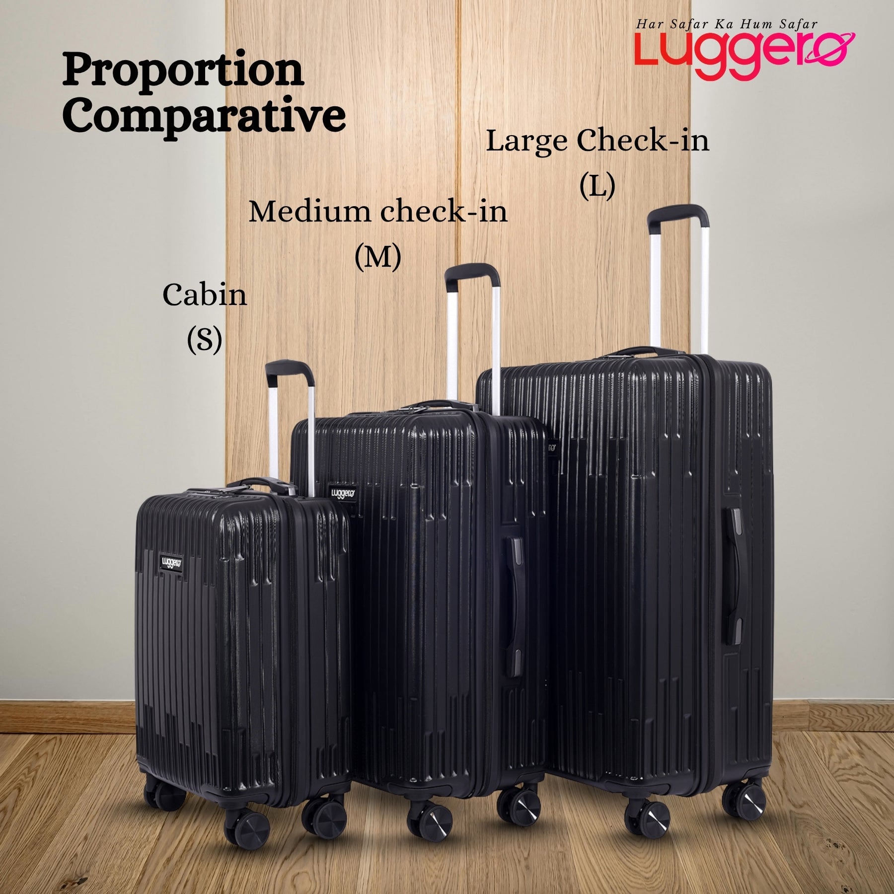 ASPIRE BLACK Light Weight & Durable Polycarbonate Hard Luggage