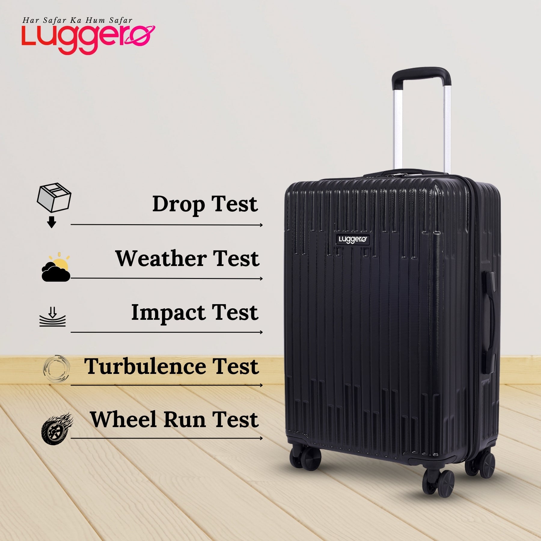 ASPIRE BLACK Light Weight & Durable Polycarbonate Hard Luggage