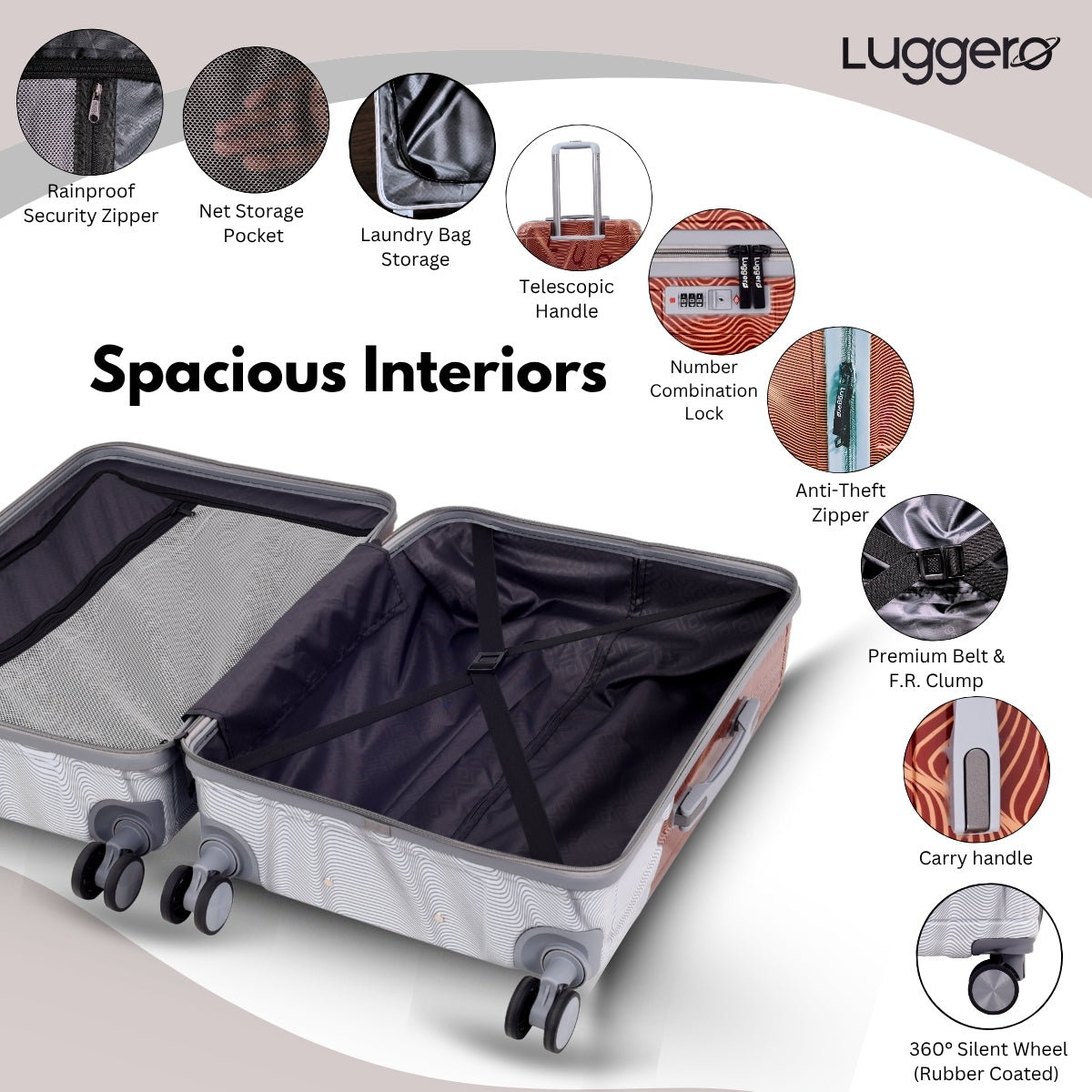 FUZZY BROWN Light Weight & Durable Polycarbonate Hard Luggage