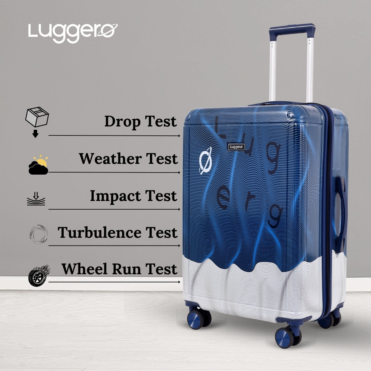FUZZY BLUE Light Weight & Durable Polycarbonate Hard Luggage
