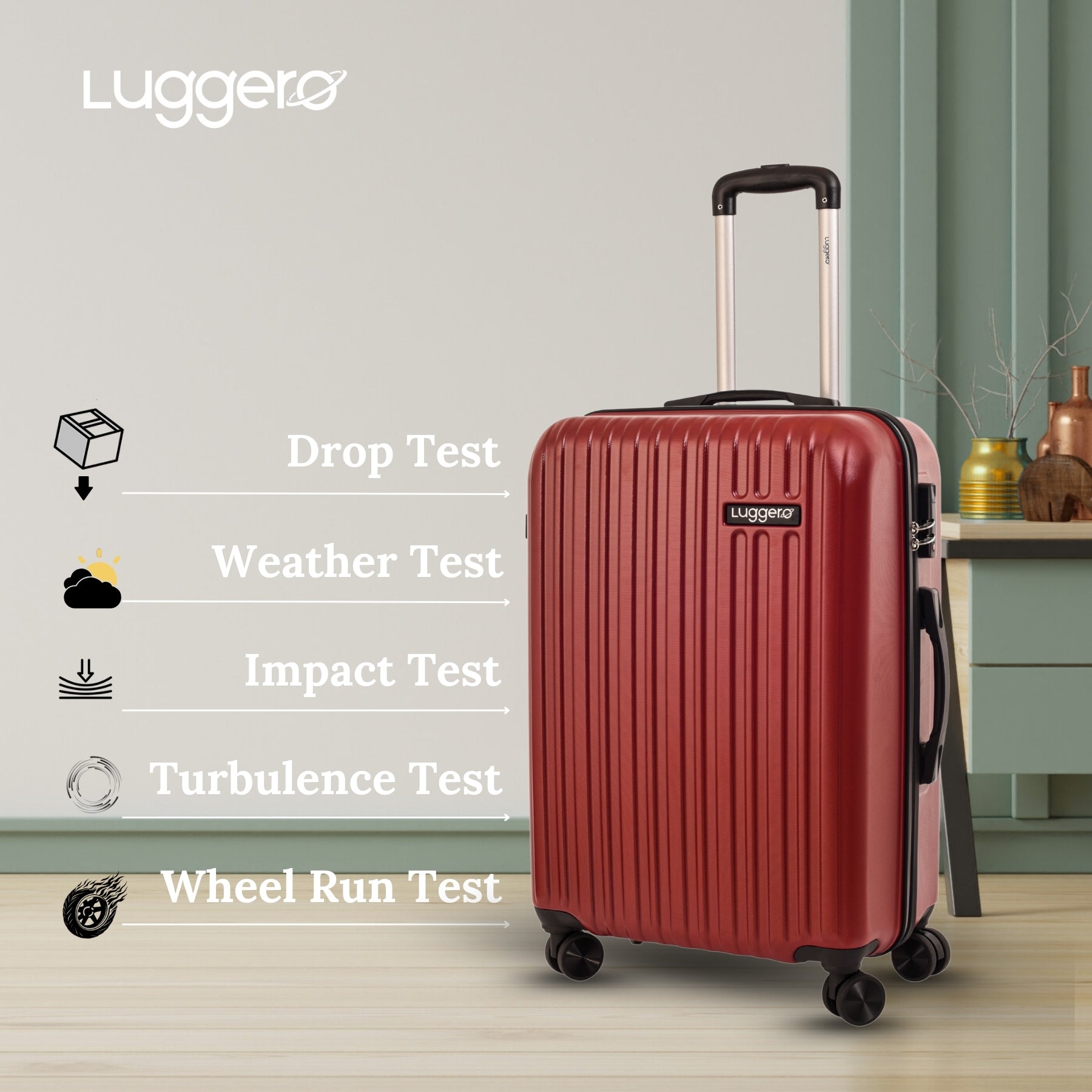 CLASSIC CHILLI RED Light Weight & Durable Polycarbonate Hard Luggage