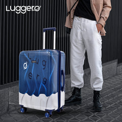 Fuzzy Blue Hard Trolley Bag