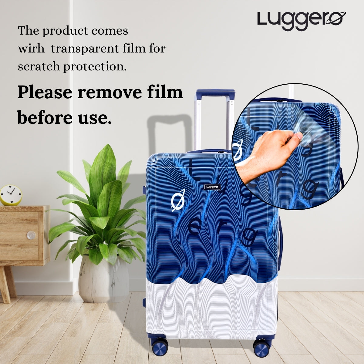 Fuzzy Blue Hard Trolley Bag