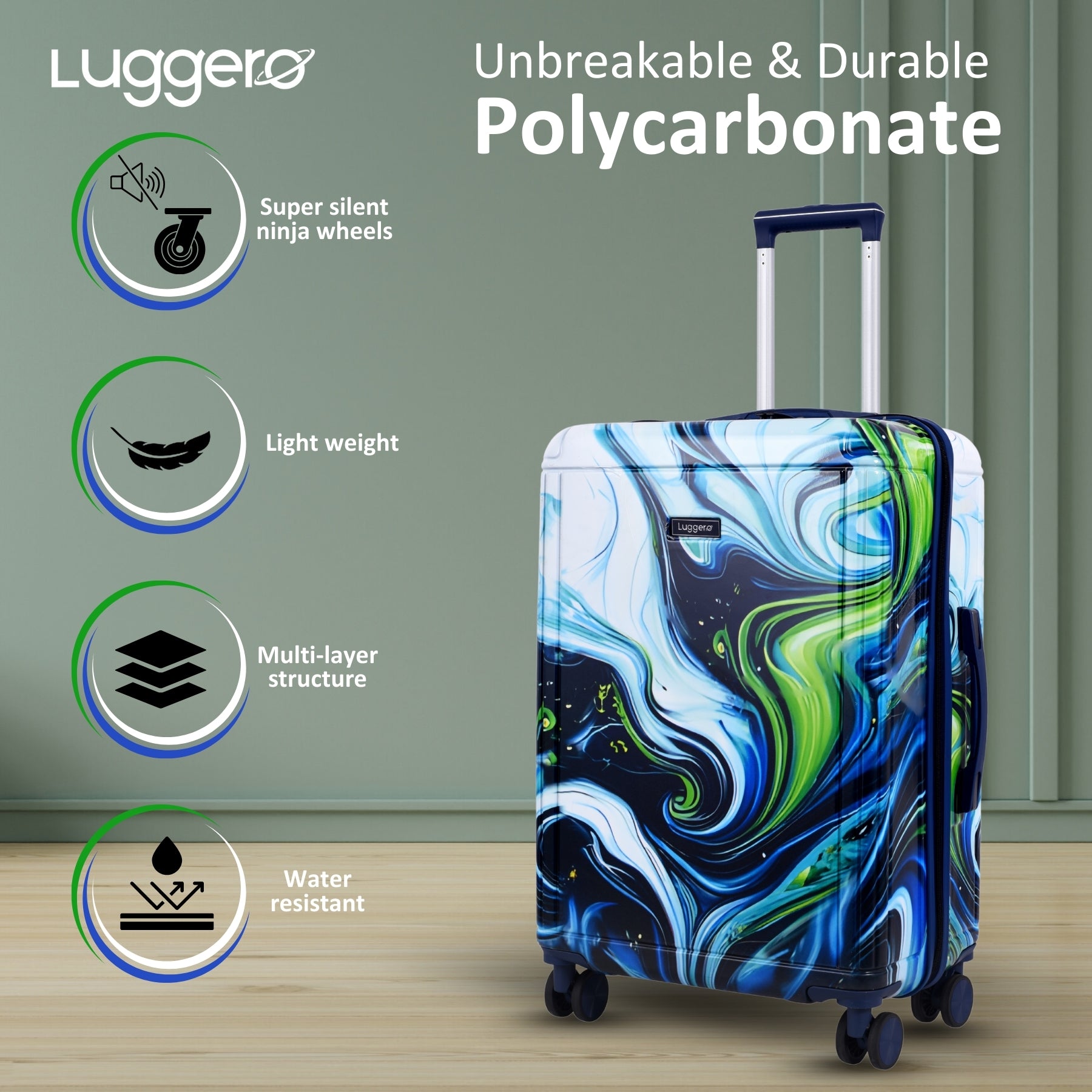 PRISM BLUE Light Weight & Durable Polycarbonate Hard Luggage