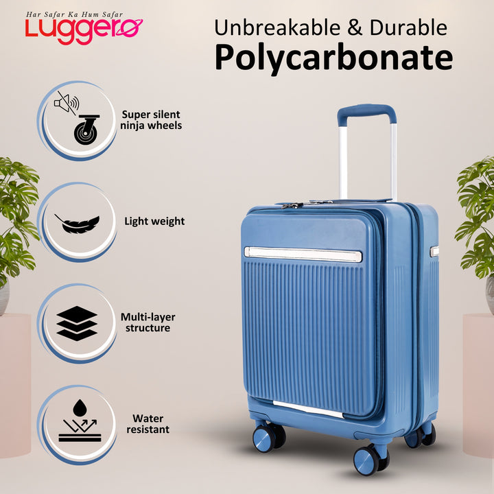 CAPRI SKY BLUE Light Weight & Durable Polycarbonate Hard Luggage - Cabin