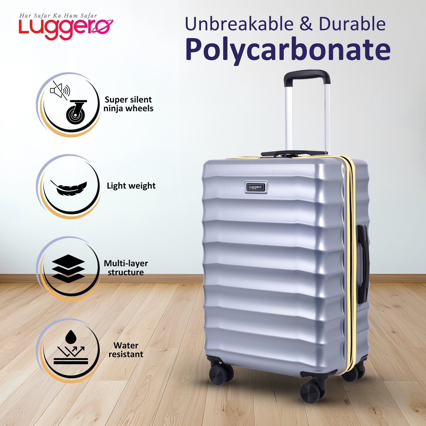 BONVOYAGE SILVER Light Weight & Durable Polycarbonate Hard Luggage