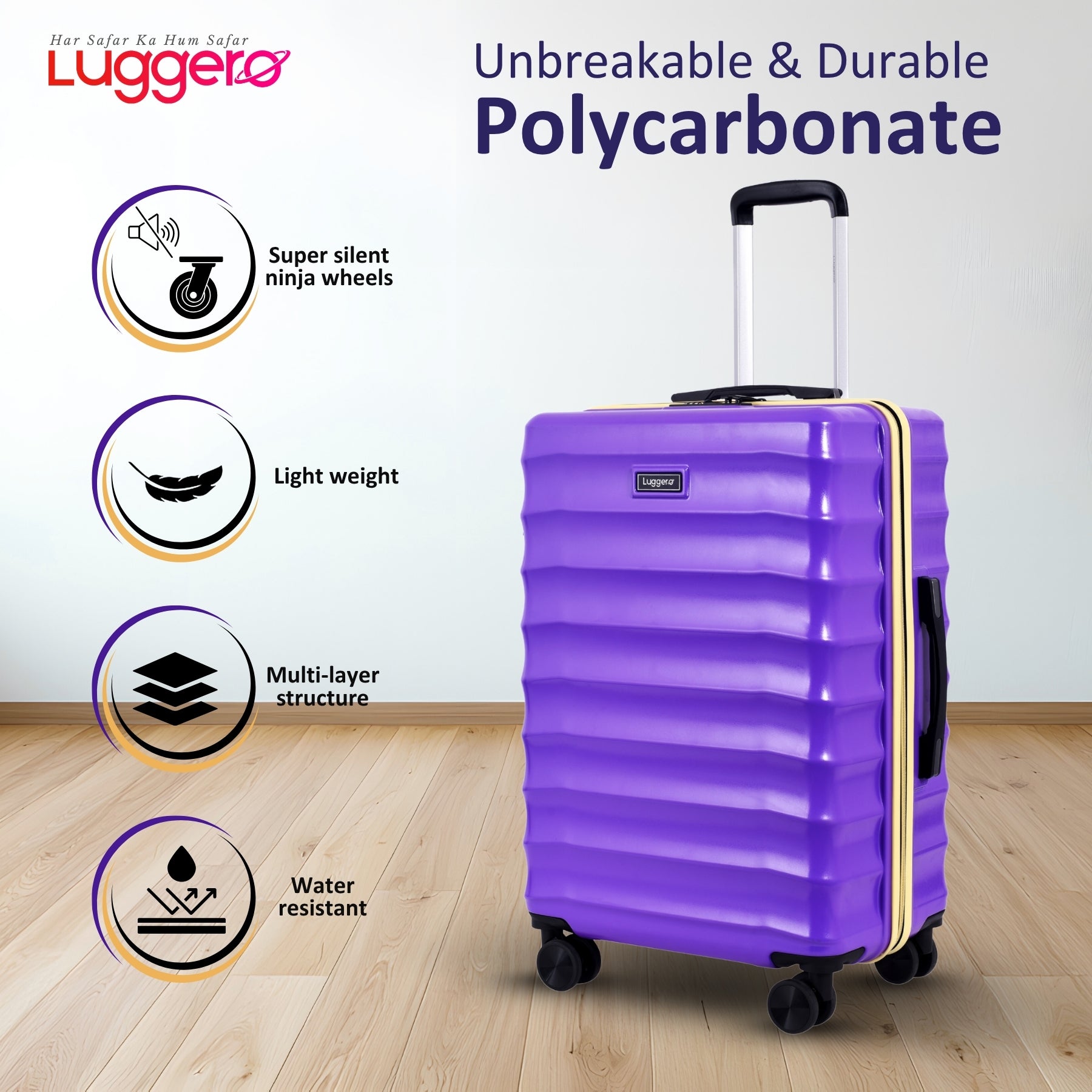 BONVOYAGE PURPLE Light Weight & Durable Polycarbonate Hard Luggage