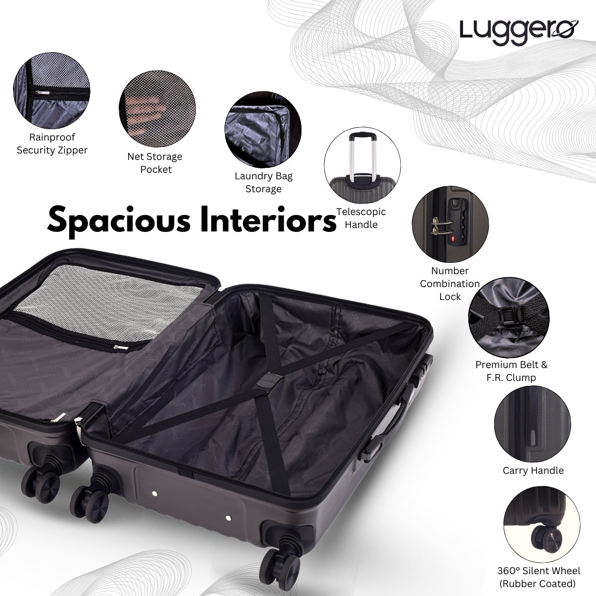 CLASSIC DARK GREY Light Weight & Durable Polycarbonate Hard Luggage