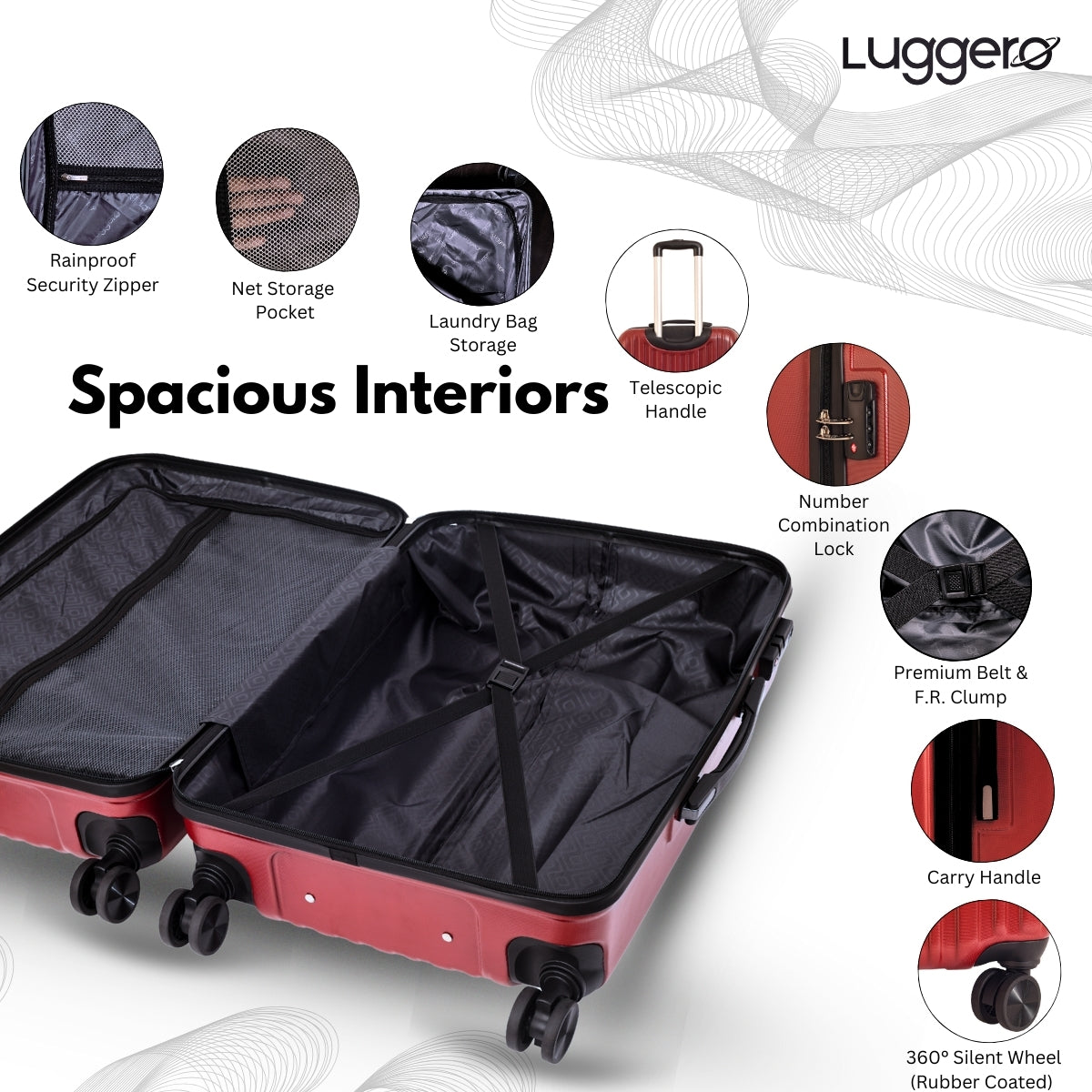 CLASSIC DARK RED Light Weight & Durable Polycarbonate Hard Luggage