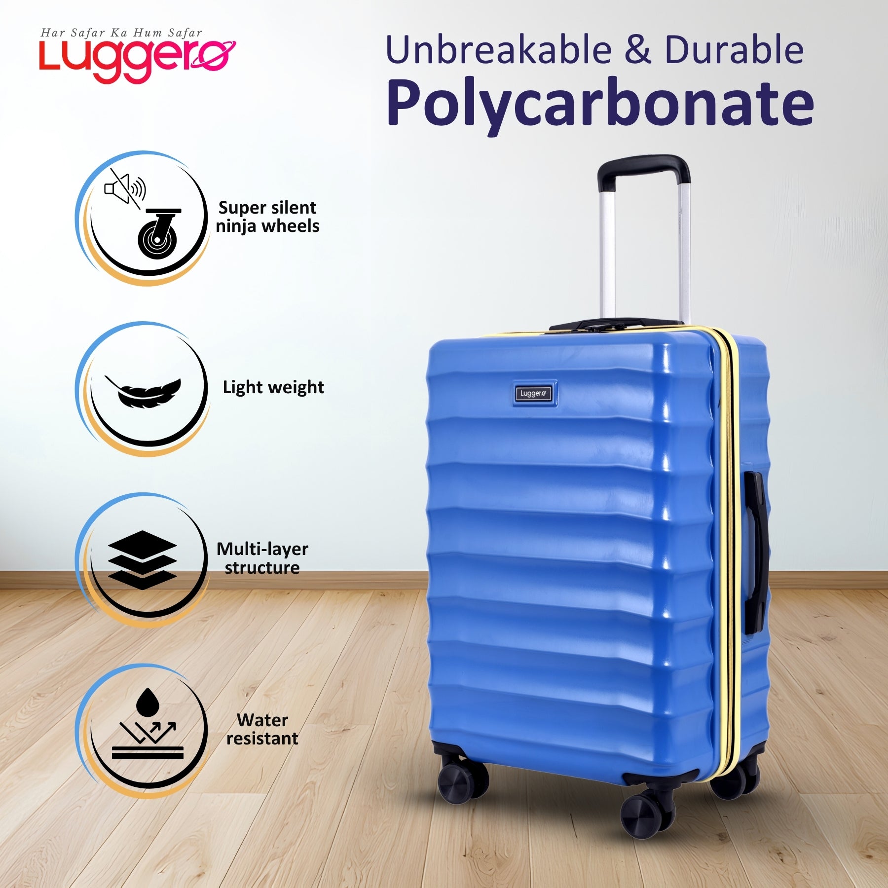 BONVOYAGE BLUE Light Weight & Durable Polycarbonate Hard Luggage
