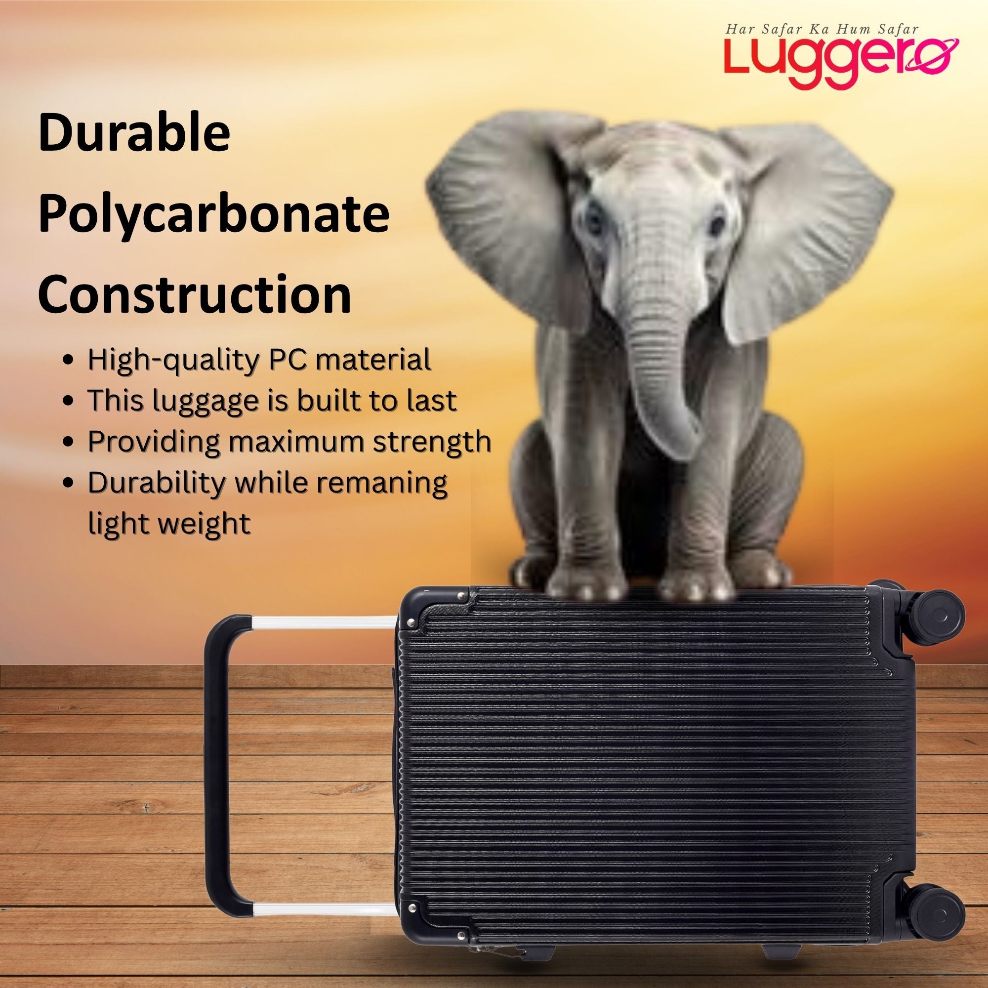 TUSCANY BLACK Light Weight & Durable Polycarbonate Hard Luggage