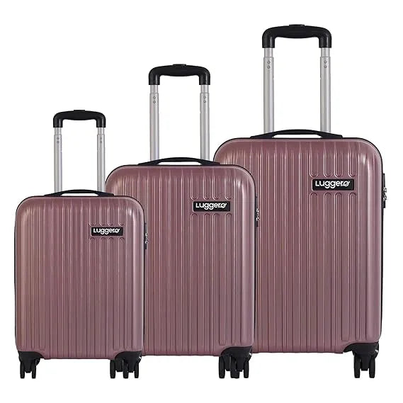 Luggero Classic Solid Light weight Luggage Rose Gold-L+M+S