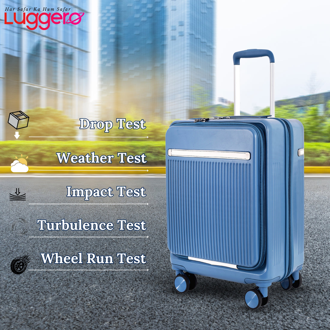 CAPRI SKY BLUE Light Weight & Durable Polycarbonate Hard Luggage - Cabin