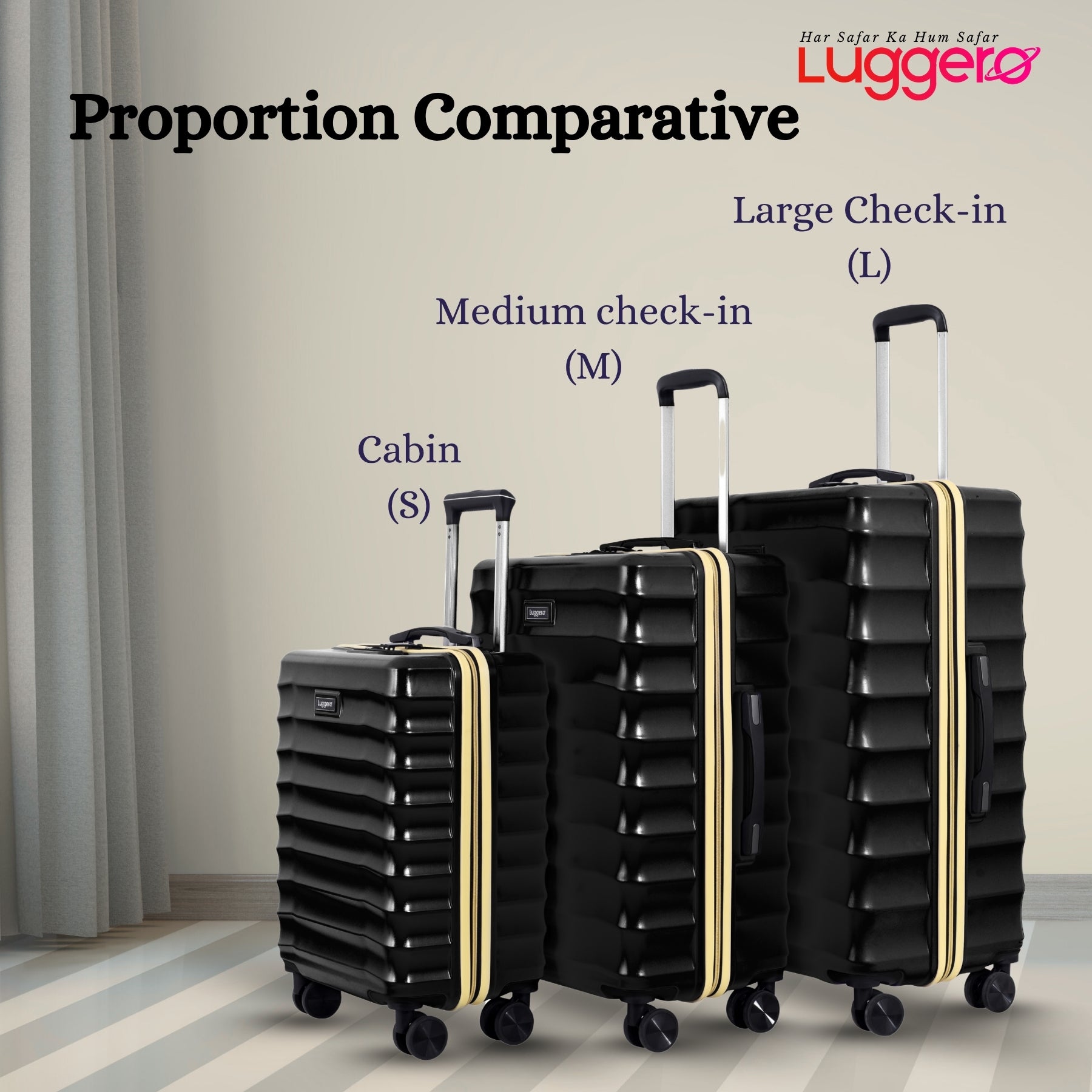 BONVOYAGE BLACK Light Weight & Durable Polycarbonate Hard Luggage