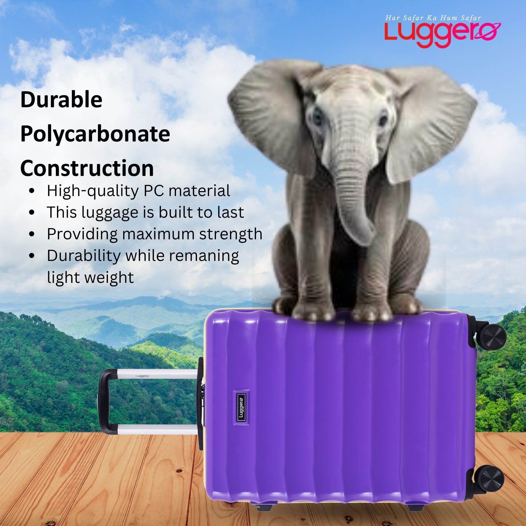 BONVOYAGE PURPLE Light Weight & Durable Polycarbonate Hard Luggage