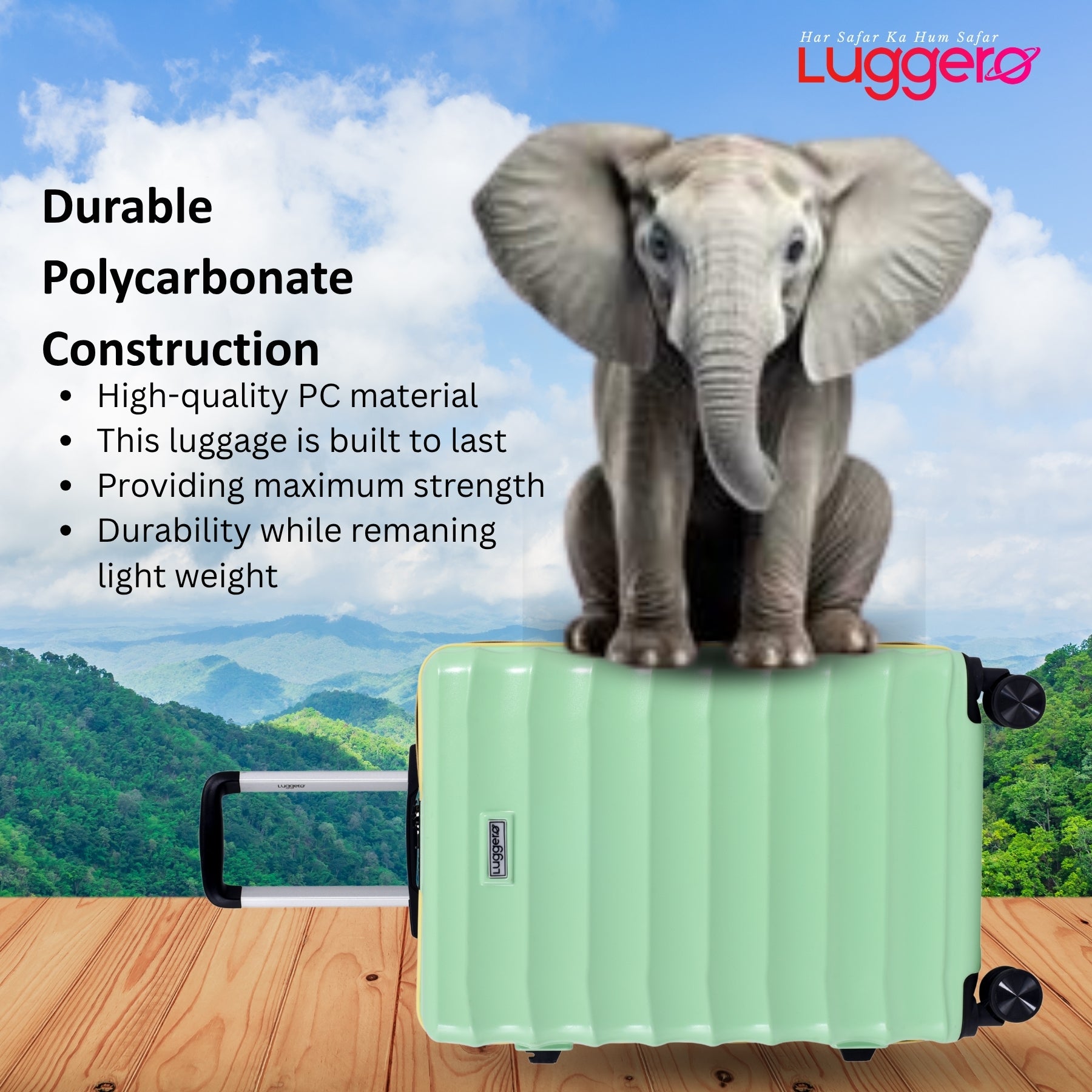 BONVOYAGE GREEN Light Weight & Durable Polycarbonate Hard Luggage