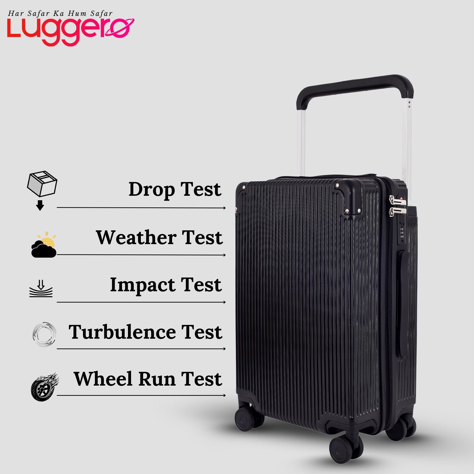 TUSCANY BLACK Light Weight & Durable Polycarbonate Hard Luggage
