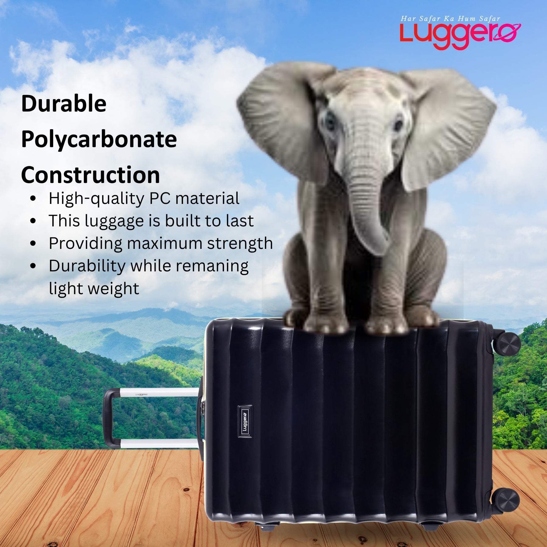 BONVOYAGE BLACK Light Weight & Durable Polycarbonate Hard Luggage