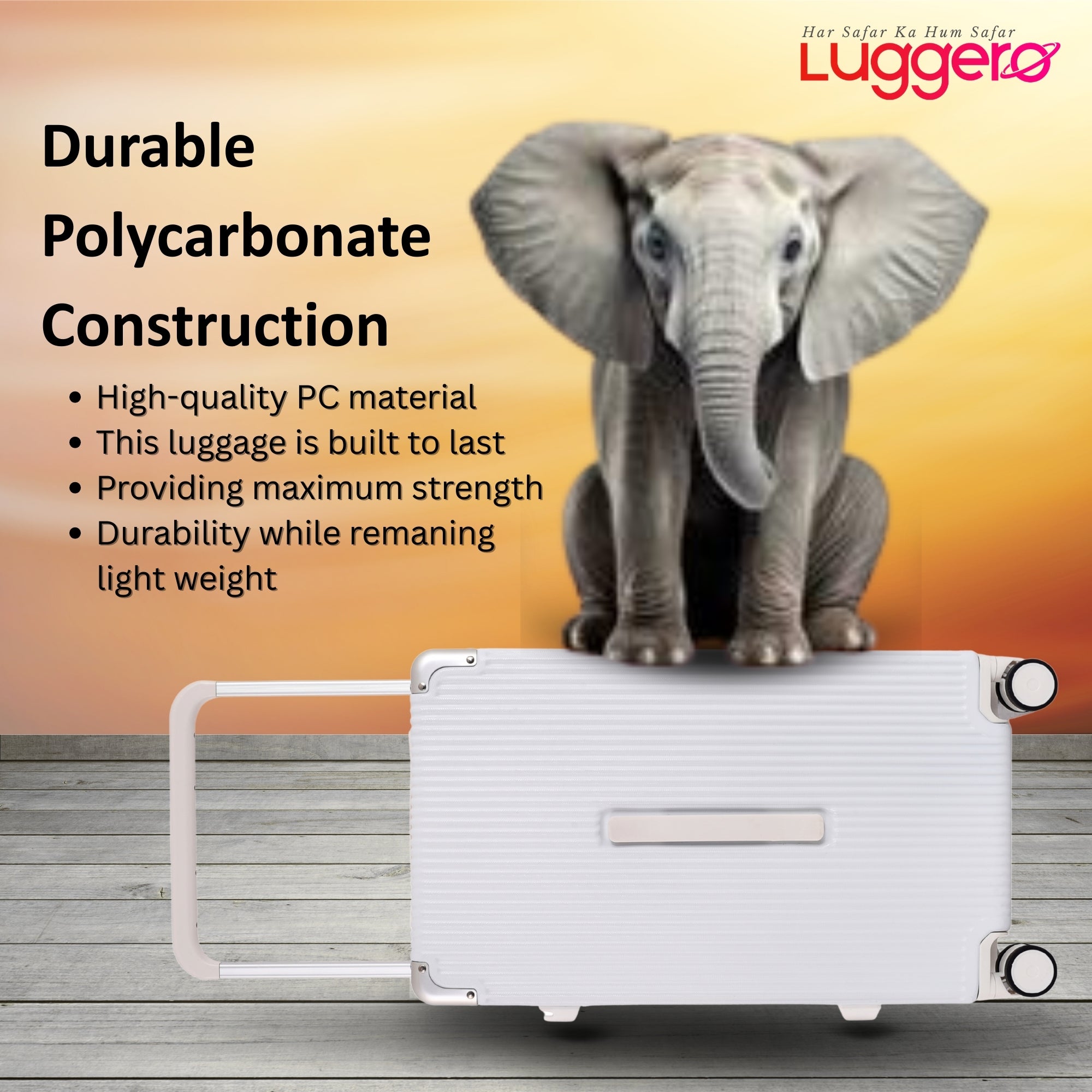 TUSCANY WHITE Light Weight & Durable Polycarbonate Hard Luggage