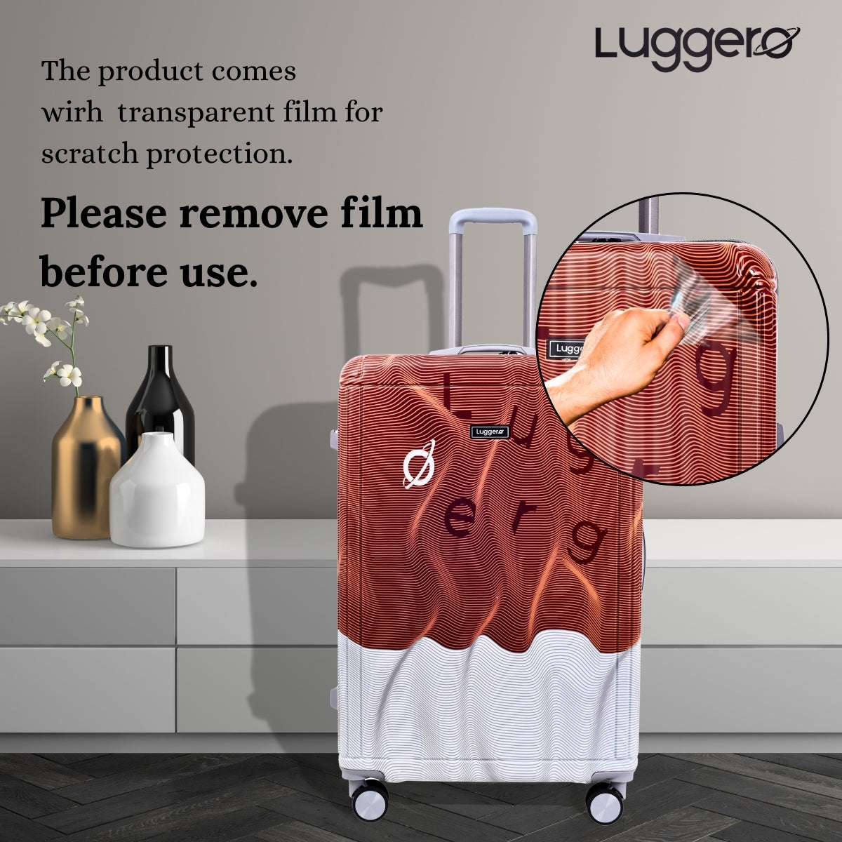 FUZZY BROWN Light Weight & Durable Polycarbonate Hard Luggage