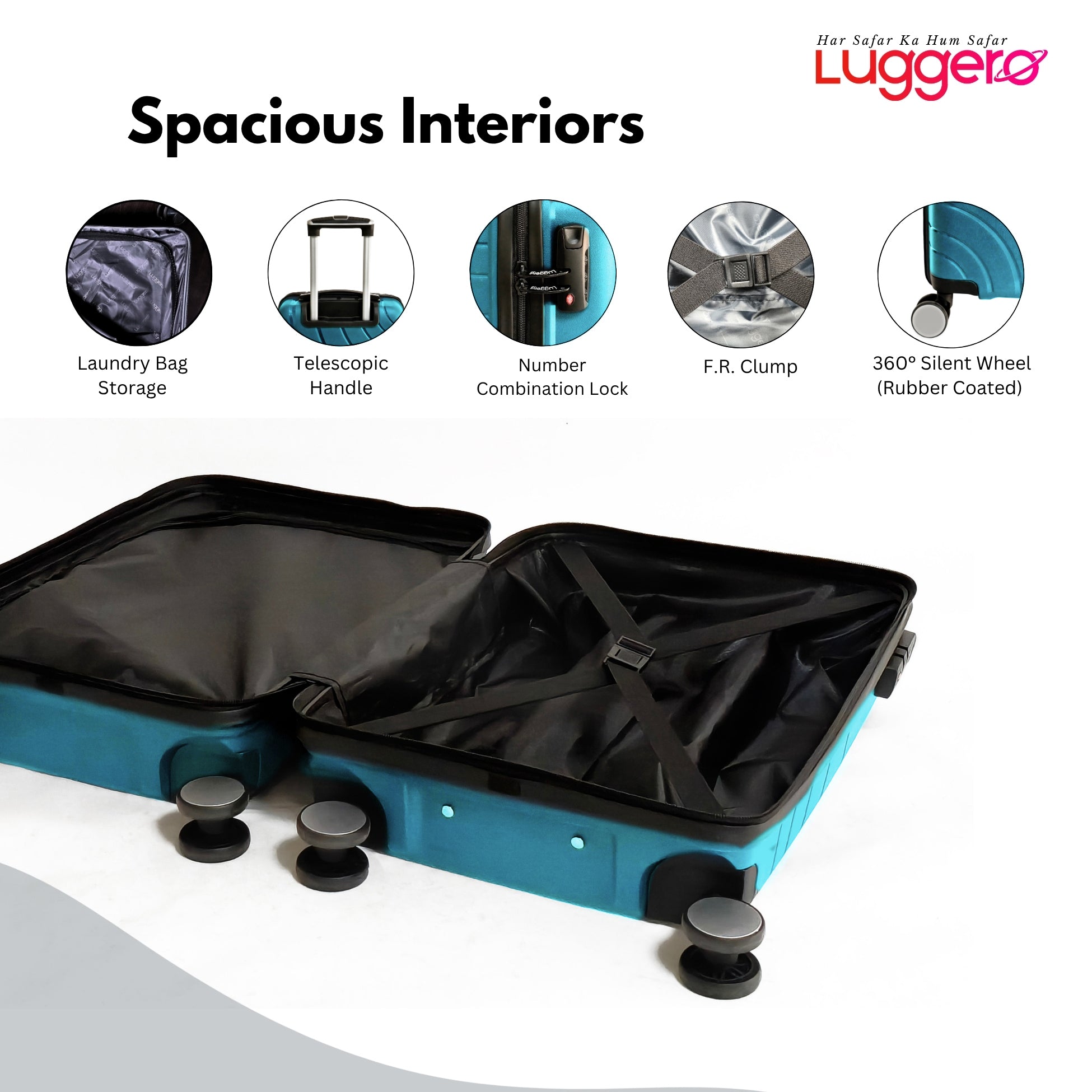 DILLI EXPRESS SKY BLUE Light Weight & Durable Polypropylene Material Shell