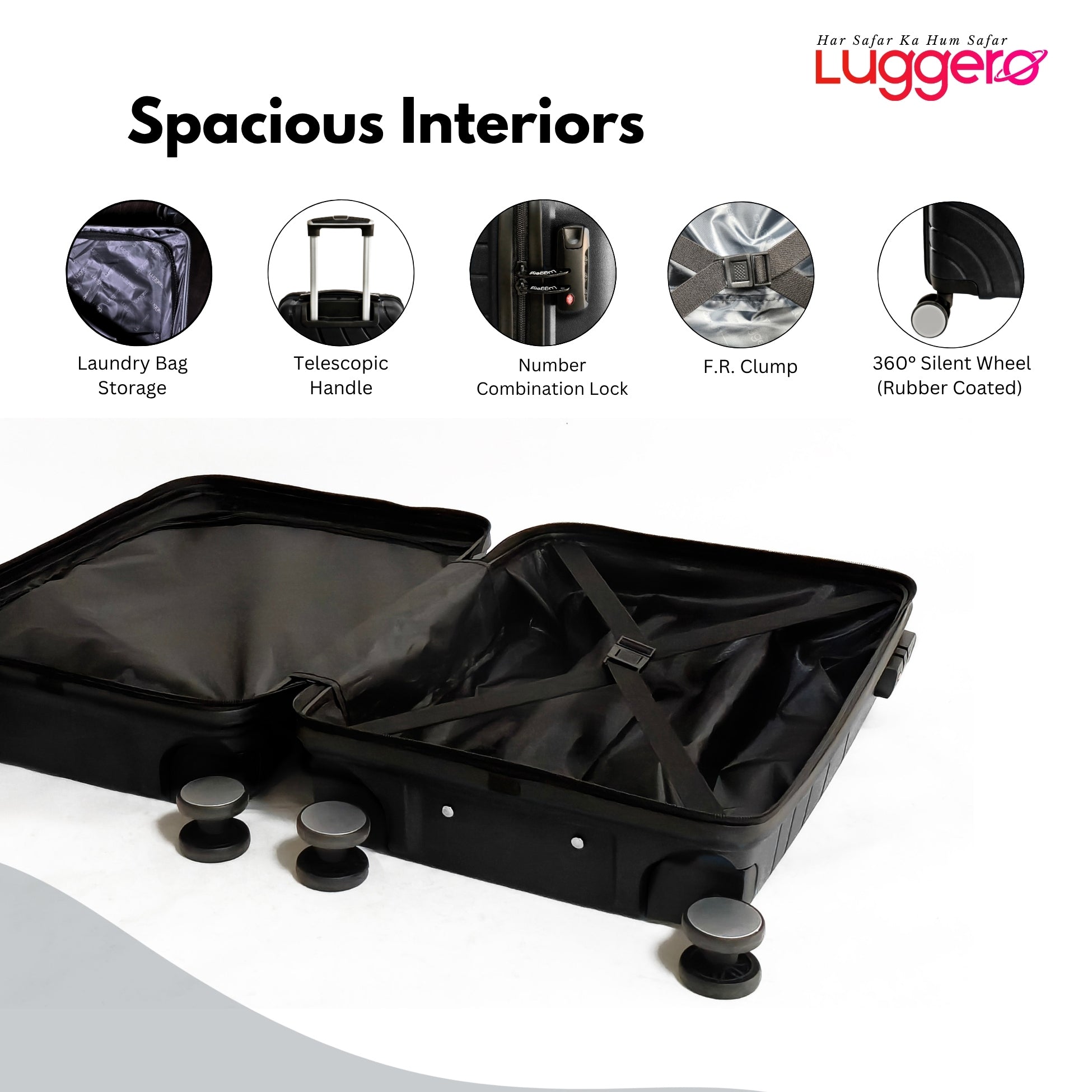 DILLI EXPRESS BLACK Light Weight & Durable Polypropylene Material Shell