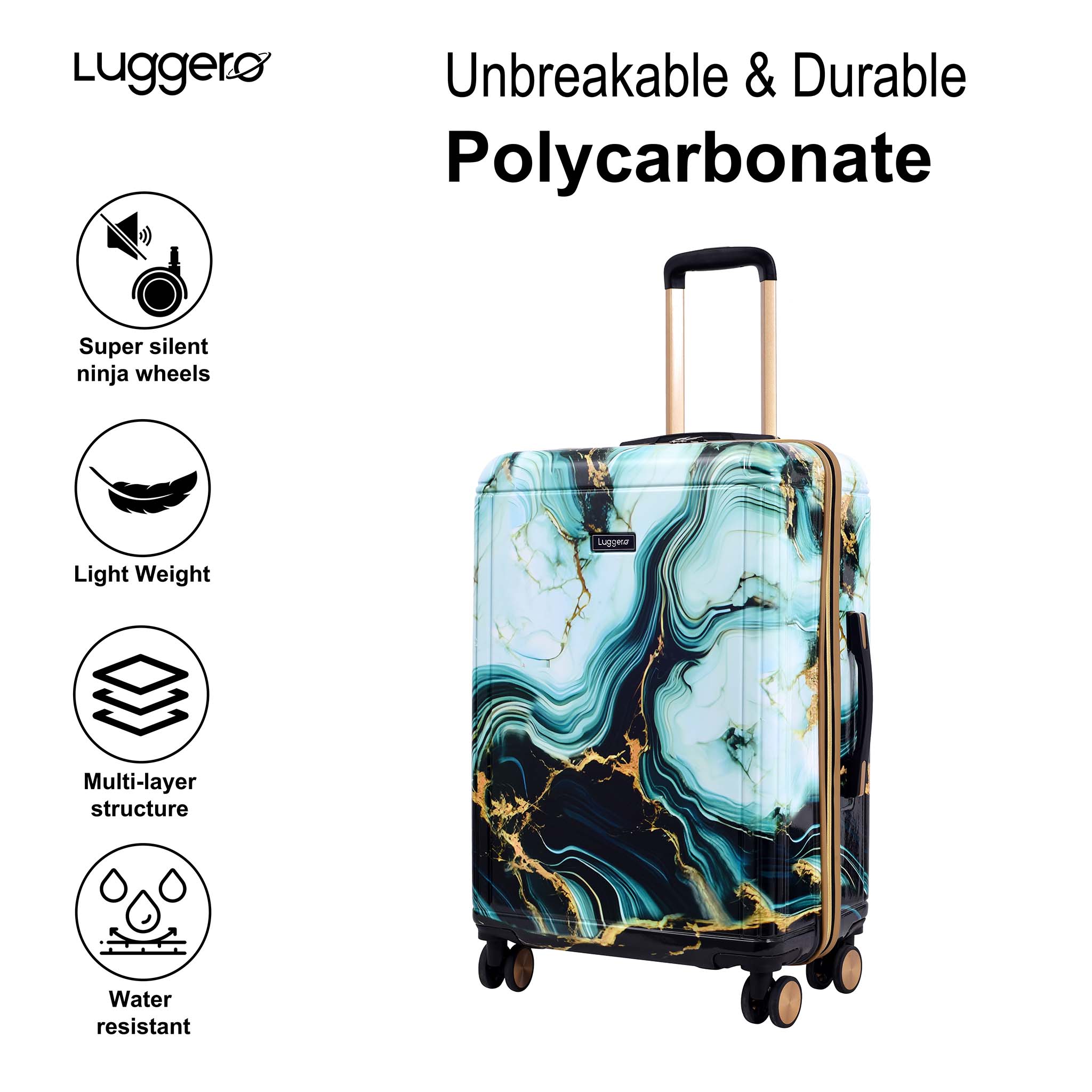 PRISM GOLD Light Weight & Durable Polycarbonate Hard Luggage