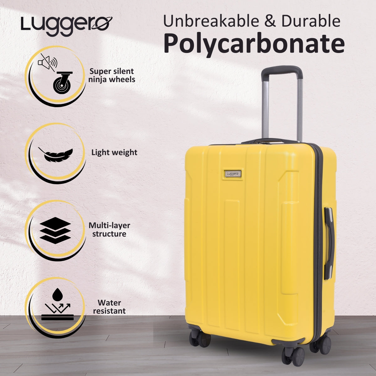 CANDY YELLOW Light Weight & Durable Polycarbonate Hard Luggage