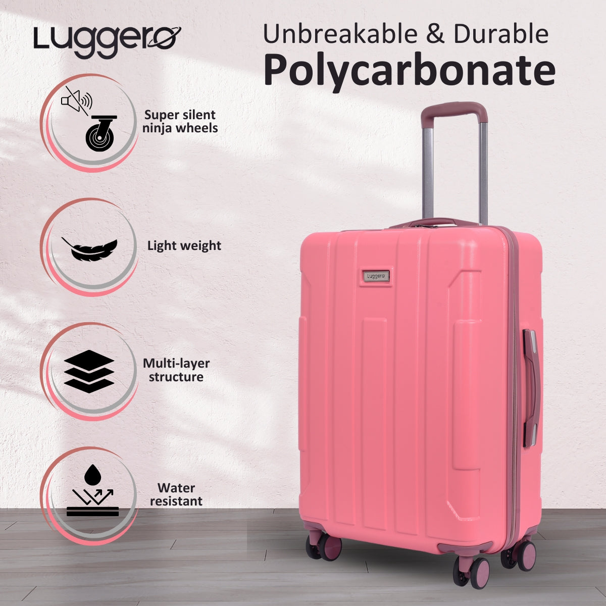 CANDY B PINK Light Weight & Durable Polycarbonate Hard Luggage