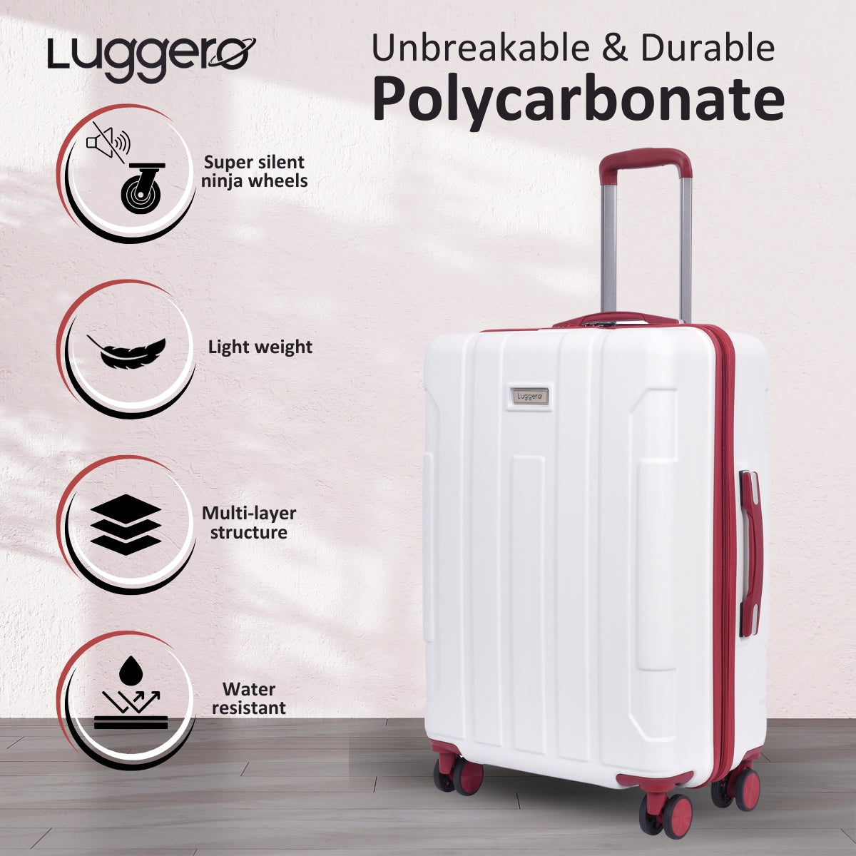 CANDY OFF WHITE Light Weight & Durable Polycarbonate Hard Luggage