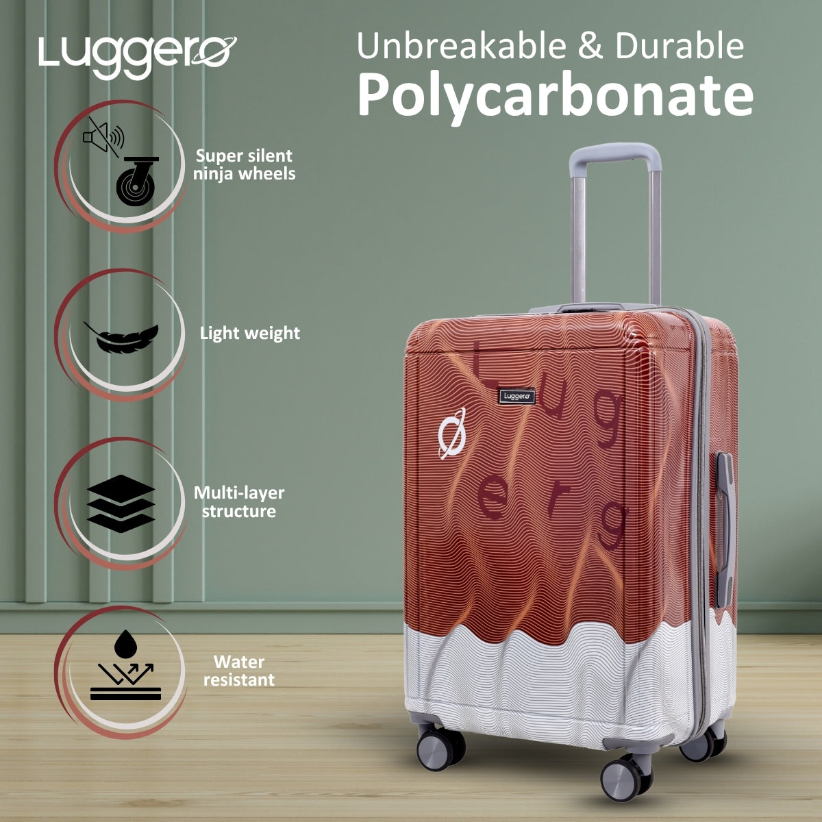 FUZZY BROWN Light Weight & Durable Polycarbonate Hard Luggage