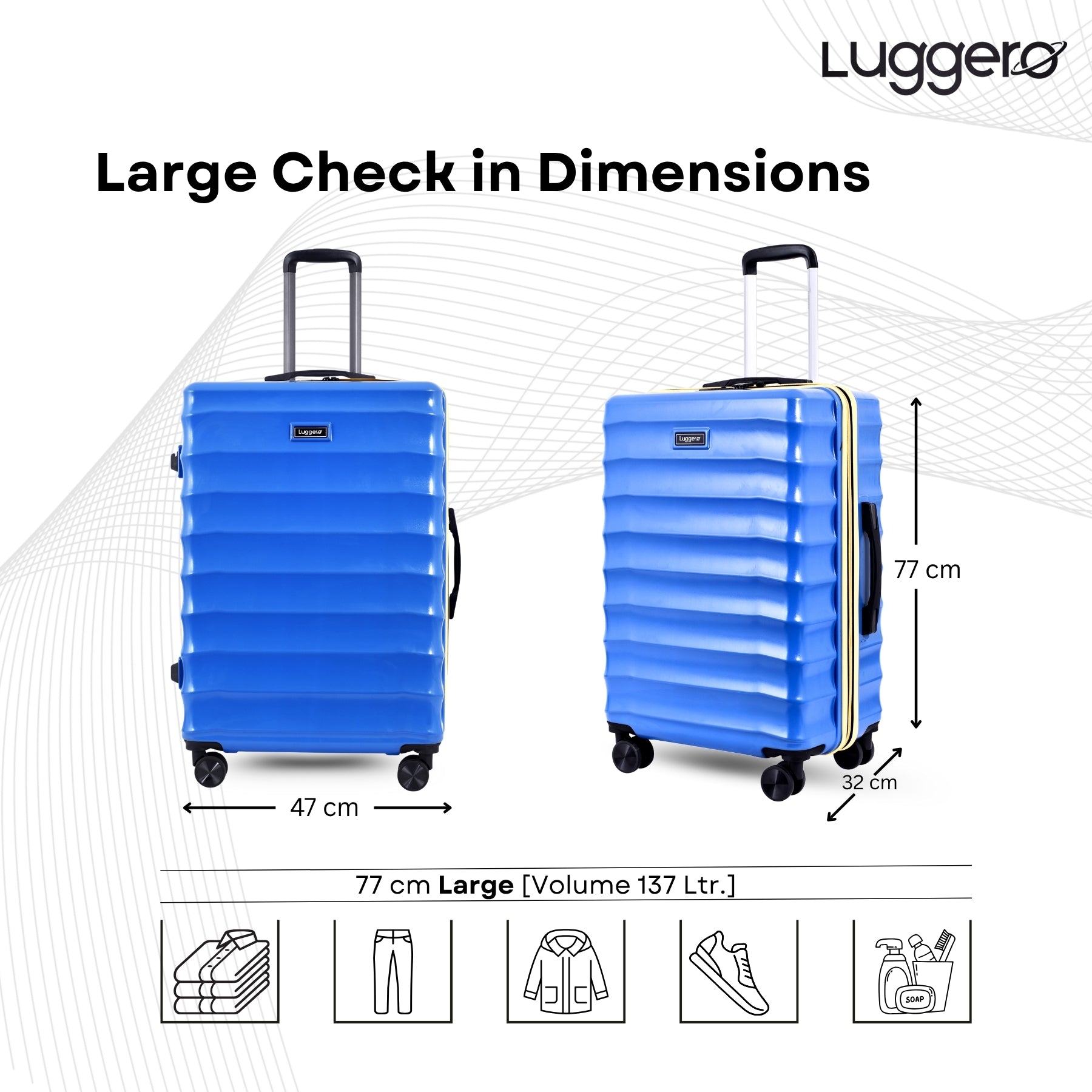 BONVOYAGE BLUE Light Weight & Durable Polycarbonate Hard Luggage