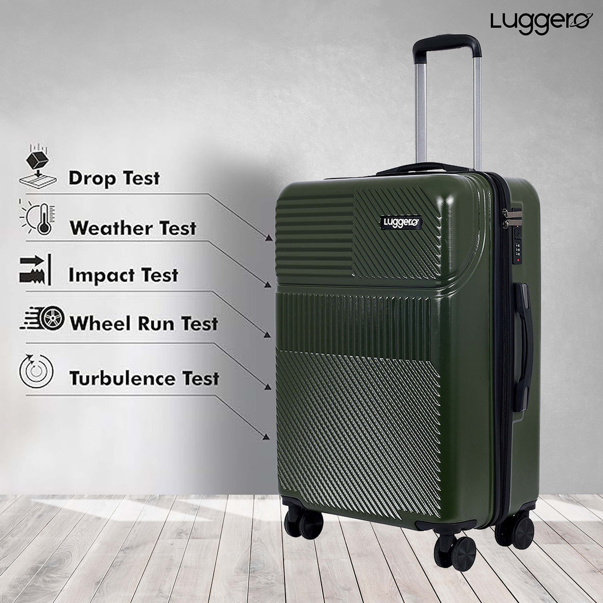 Amiggo Green Hard Trolley Bag