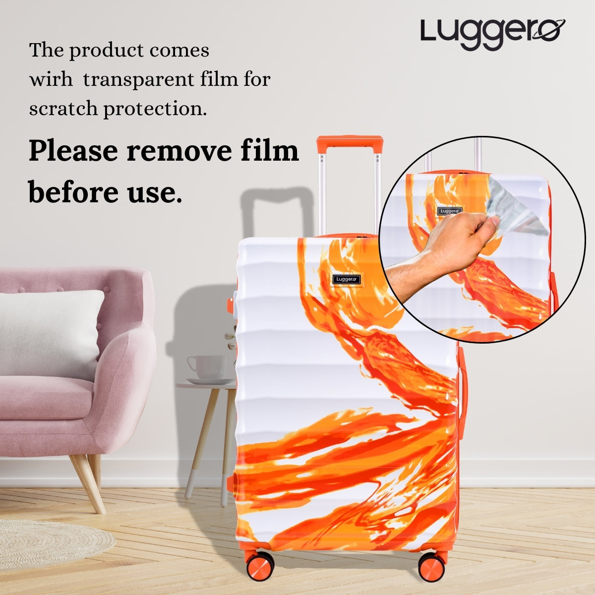 AURA ORANGE Light Weight & Durable Polycarbonate Hard Luggage