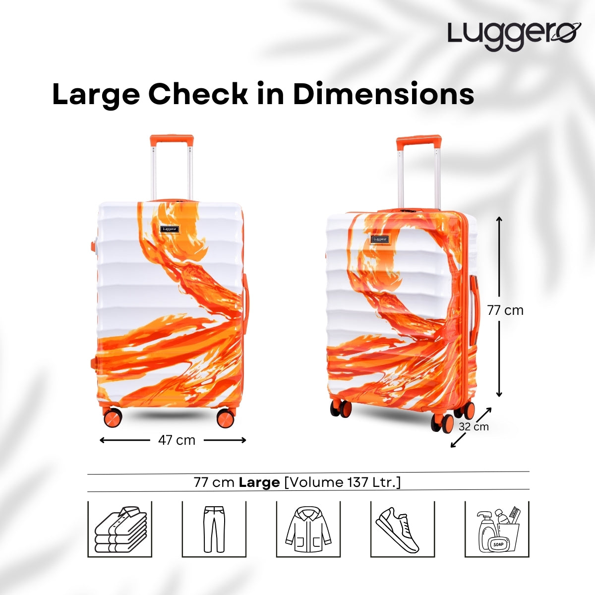 AURA ORANGE Light Weight & Durable Polycarbonate Hard Luggage