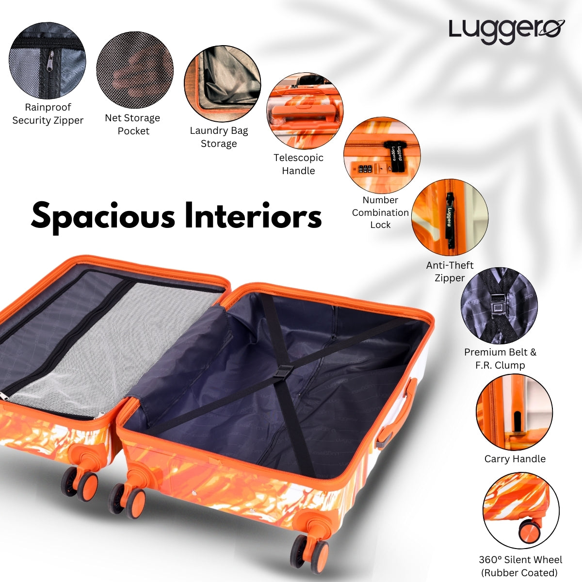 AURA ORANGE Light Weight & Durable Polycarbonate Hard Luggage