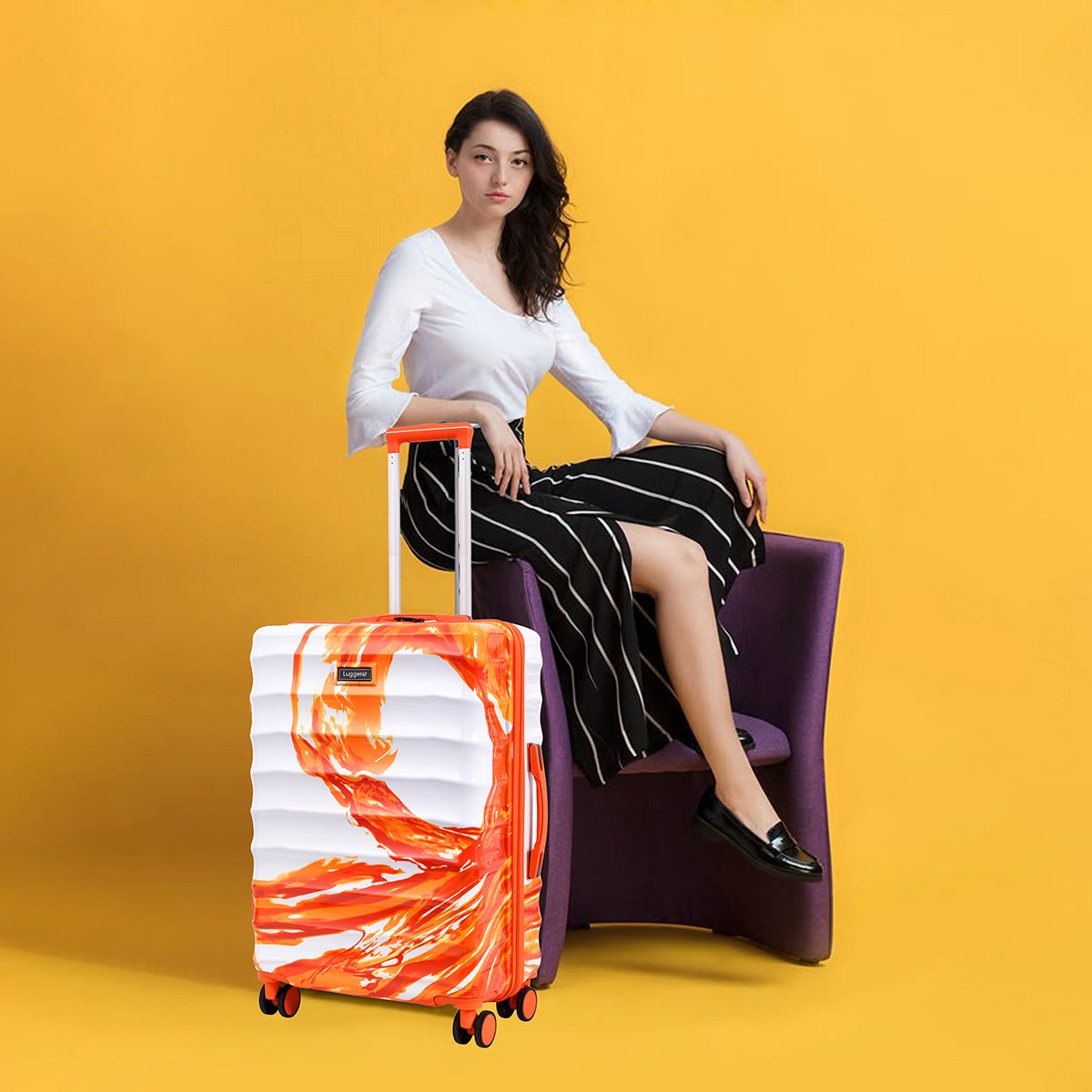 AURA ORANGE Light Weight & Durable Polycarbonate Hard Luggage