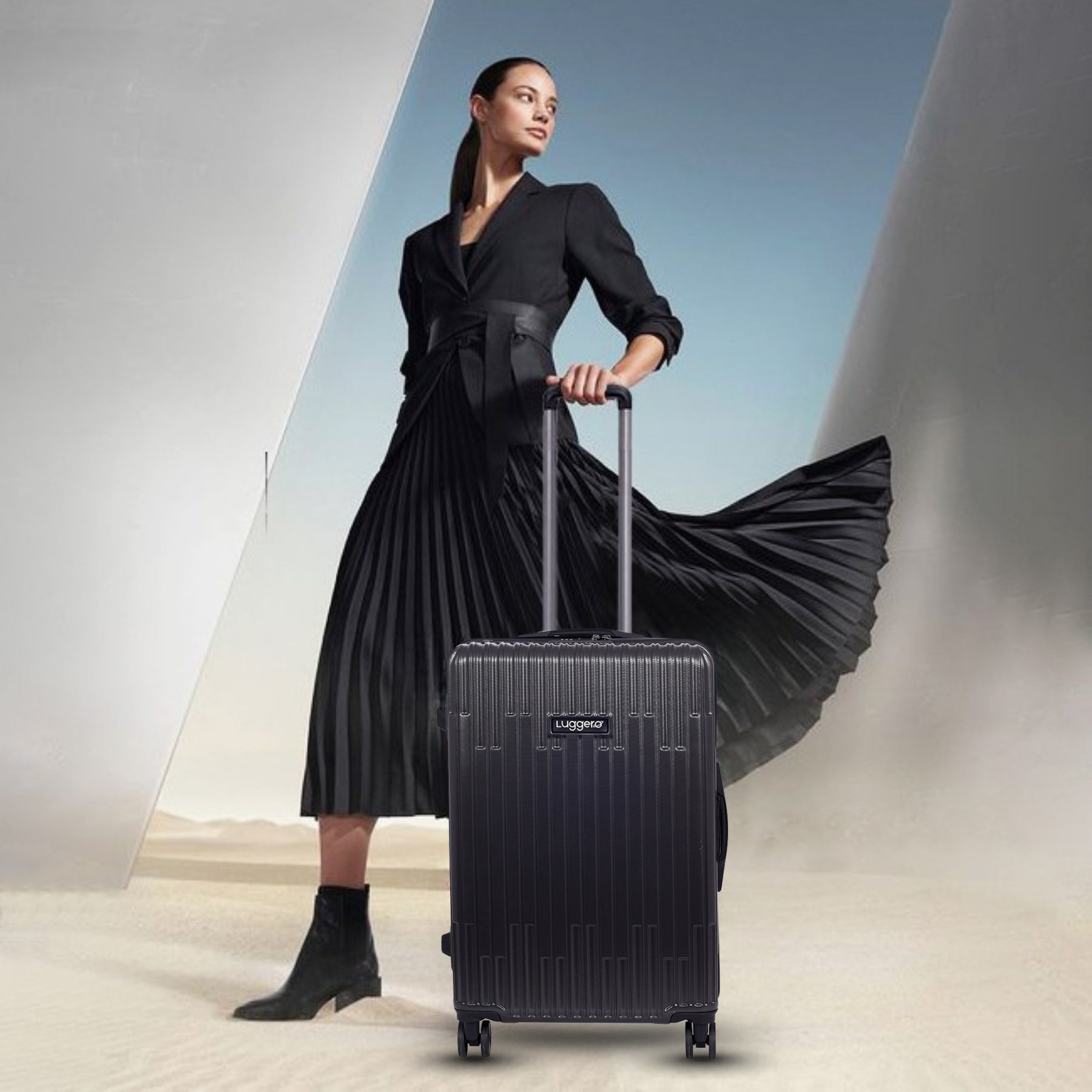 ASPIRE BLACK Light Weight & Durable Polycarbonate Hard Luggage