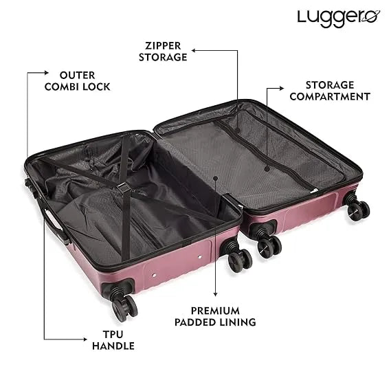 Luggero Classic Solid Light weight Luggage Rose Gold