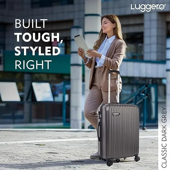 Luggero Classic Solid Light weight Luggage Dark Grey-L+M