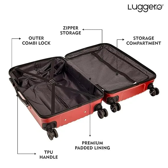 Luggero Classic Solid Light weight Luggage Chilli Red