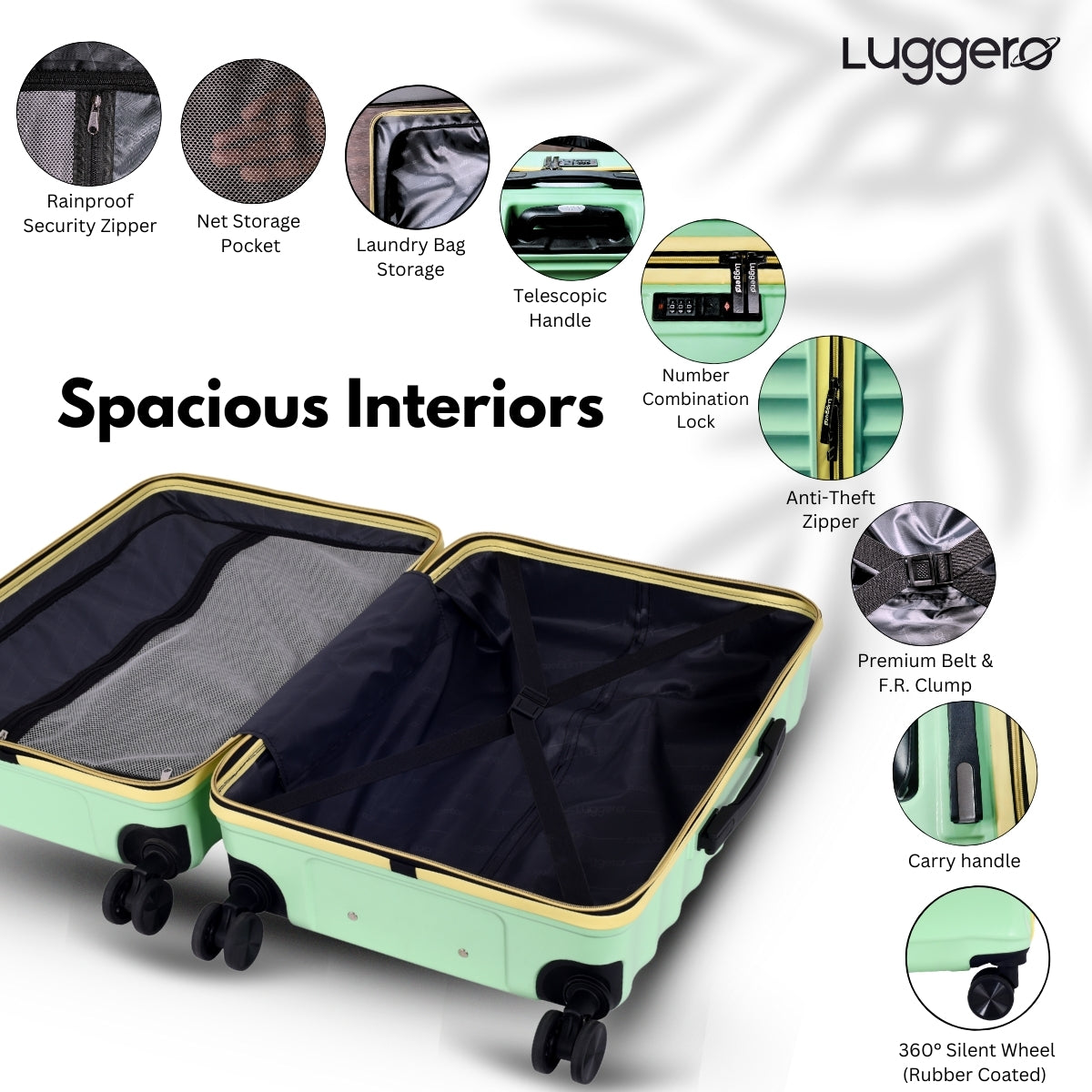 BONVOYAGE GREEN Light Weight & Durable Polycarbonate Hard Luggage