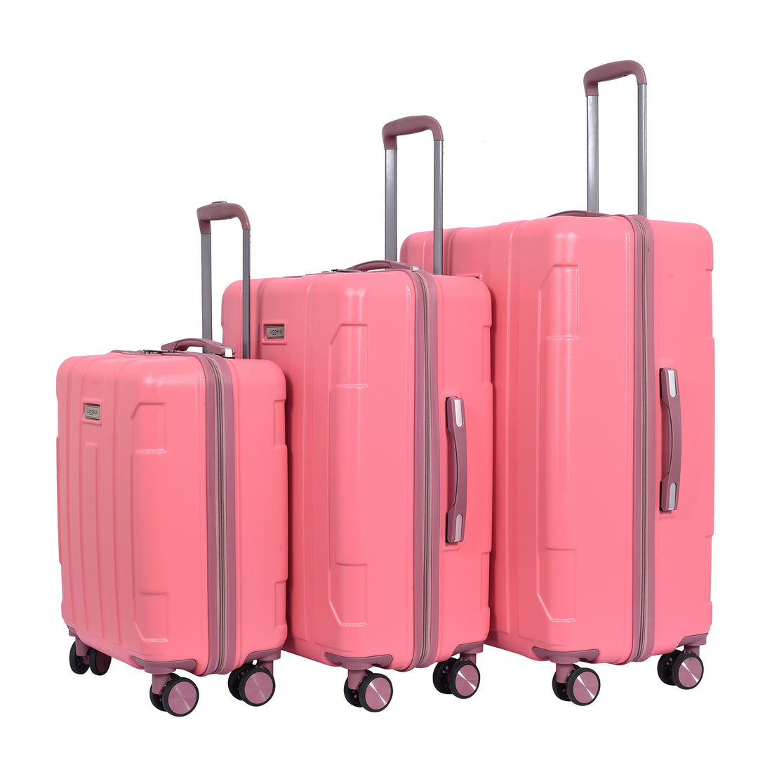 Luggero Candy Solid Light weight Luggage -B-Pink-L+M+S