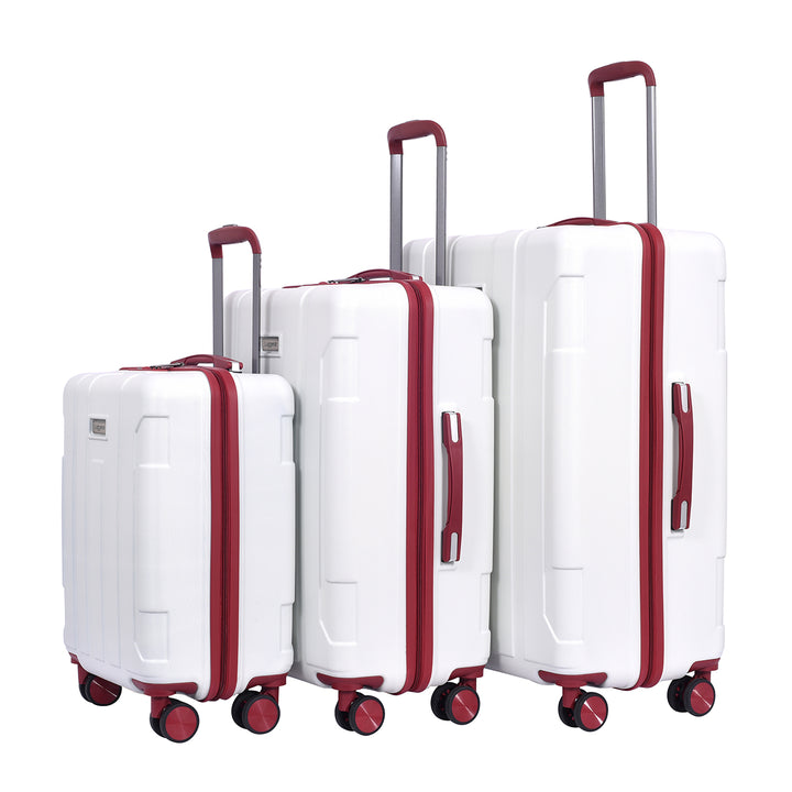 Luggero Candy Solid Light weight Luggage Off White-L+M+S