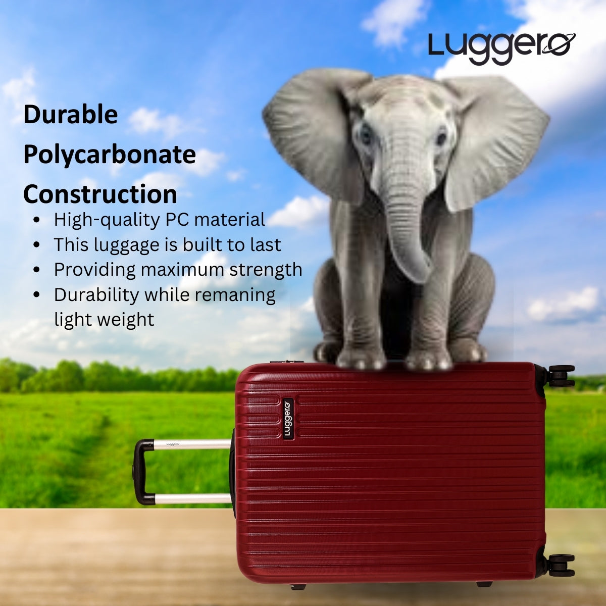 CLASSIC DARK RED Light Weight & Durable Polycarbonate Hard Luggage