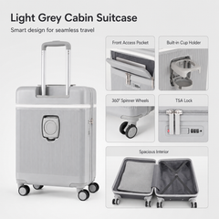 Luggero Lux Capri Polycarbonate Hard Trolley Bag — Front Laptop Pocket | 20 inch