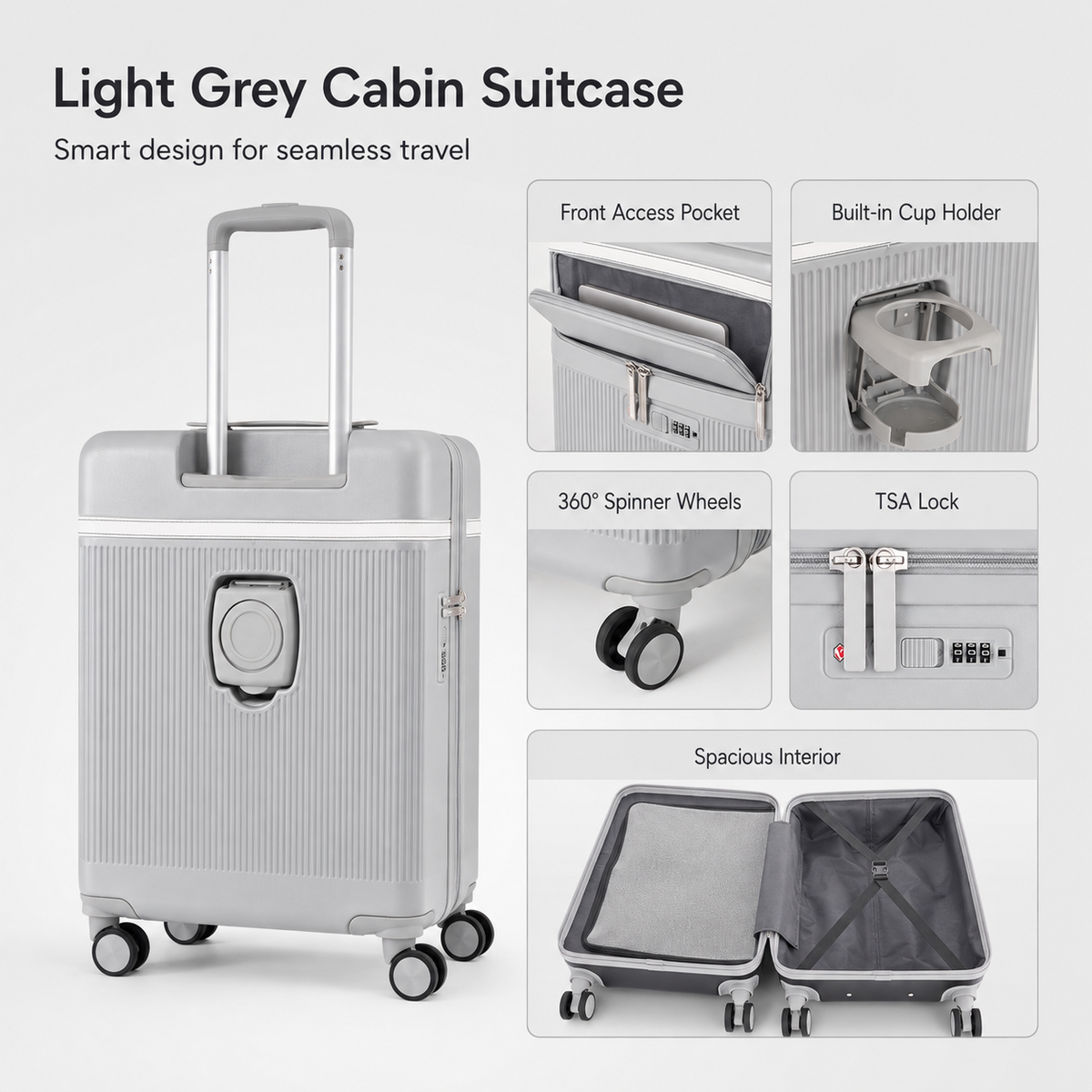 Luggero Lux Capri Polycarbonate Hard Trolley Bag — Front Laptop Pocket | 20 inch